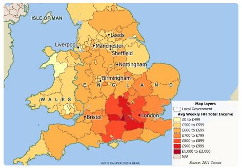 Caliper Offers Updated UK Data for Use with Maptitude 2014