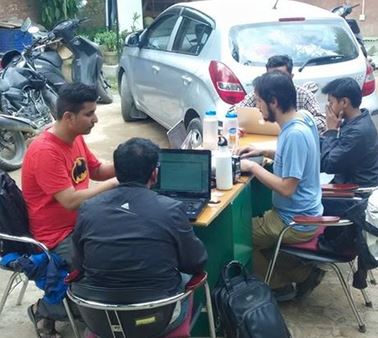 OSM Contributors at Kathmandu Living Labs operational one day after the earthquake. They support the government and international organizations from Kathmandu while the Global OSM community remotely revise quickly the OpenStreetMap.