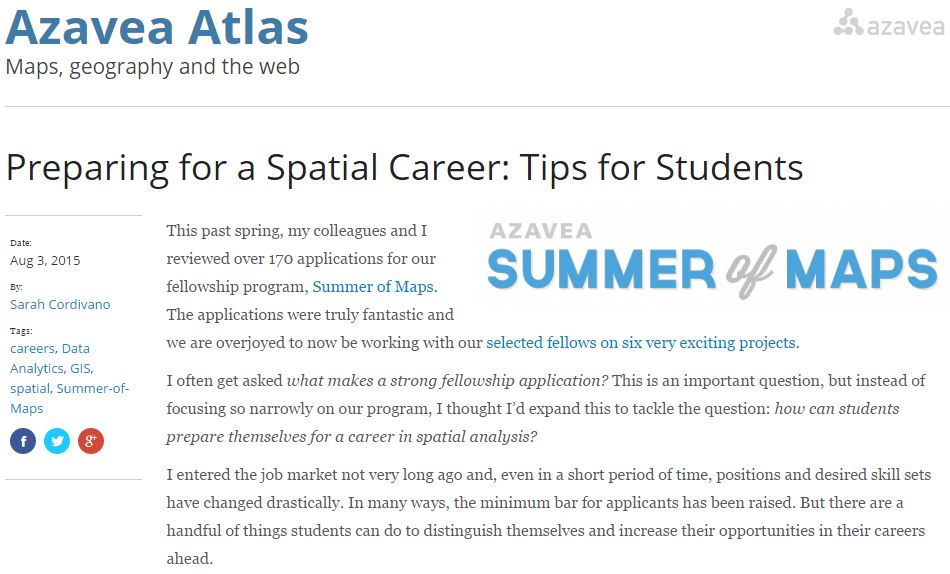 Advice for Students from A Professional on Preparing for a Spatial Career