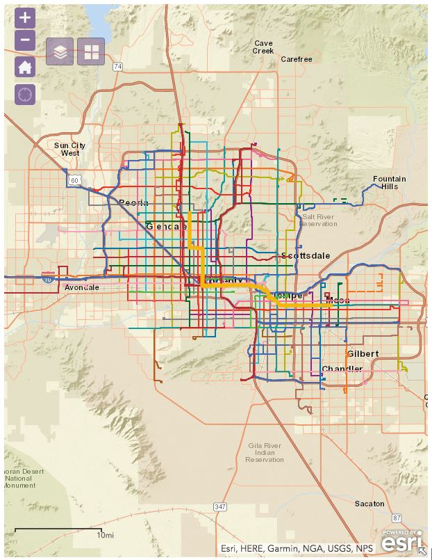 Phoenix area public transit map