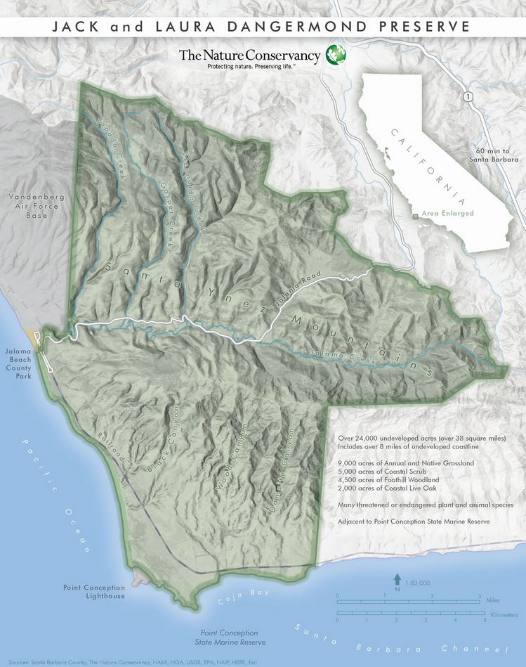 Map of the Jack and Laura Dangermond Preserve.